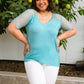 A Little Bit of Lace Top In Aqua