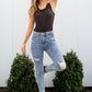 Acid Wash Destroyed Hem Skinny Jeans