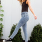 Acid Wash Destroyed Hem Skinny Jeans