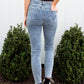 Acid Wash Destroyed Hem Skinny Jeans