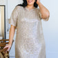 Alexandria Short Sleeve Sequin Dress In Taupe