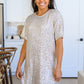 Alexandria Short Sleeve Sequin Dress In Taupe