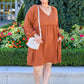 All For One Babydoll Dress In Rust