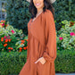 All For One Babydoll Dress In Rust