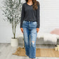 Alpine Raw Edge Long Sleeve Tee in Charcoal