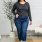 Alpine Raw Edge Long Sleeve Tee in Charcoal