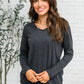 Alpine Raw Edge Long Sleeve Tee in Charcoal