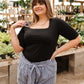 Alyssa Square Neck Tee in Black