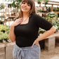 Alyssa Square Neck Tee in Black
