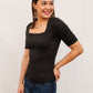 Alyssa Square Neck Tee in Black