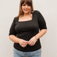 Alyssa Square Neck Tee in Black