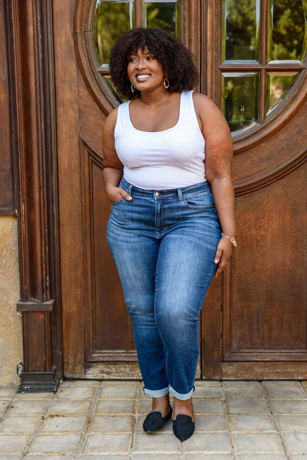 Judy Blue Cuffed Slim Fit Dark Wash Jeans