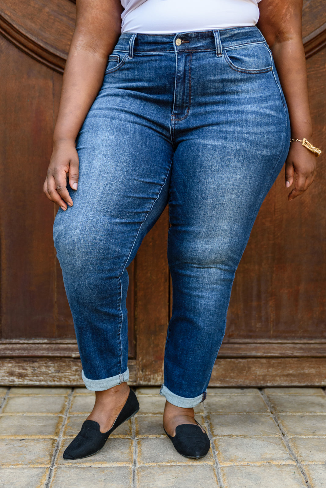 Judy Blue Cuffed Slim Fit Dark Wash Jeans
