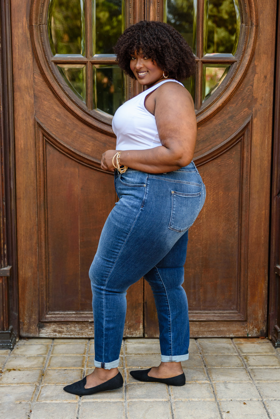 Judy Blue Cuffed Slim Fit Dark Wash Jeans
