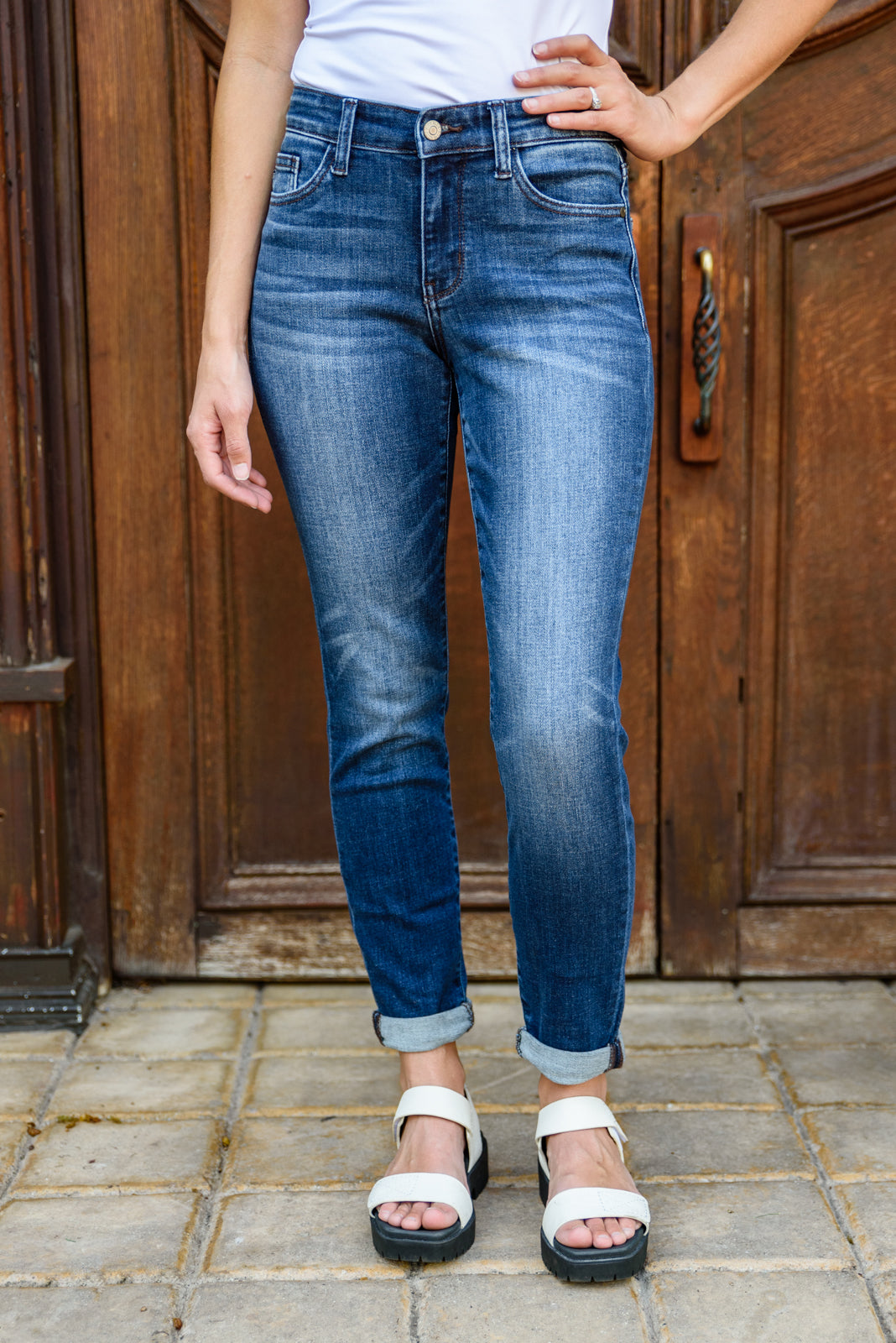 Judy Blue Cuffed Slim Fit Dark Wash Jeans