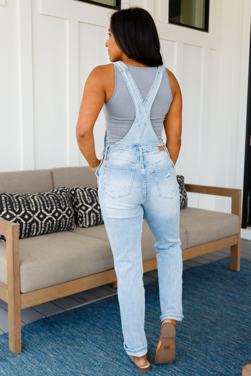 Judy Blue Distressed Straight Leg Overalls