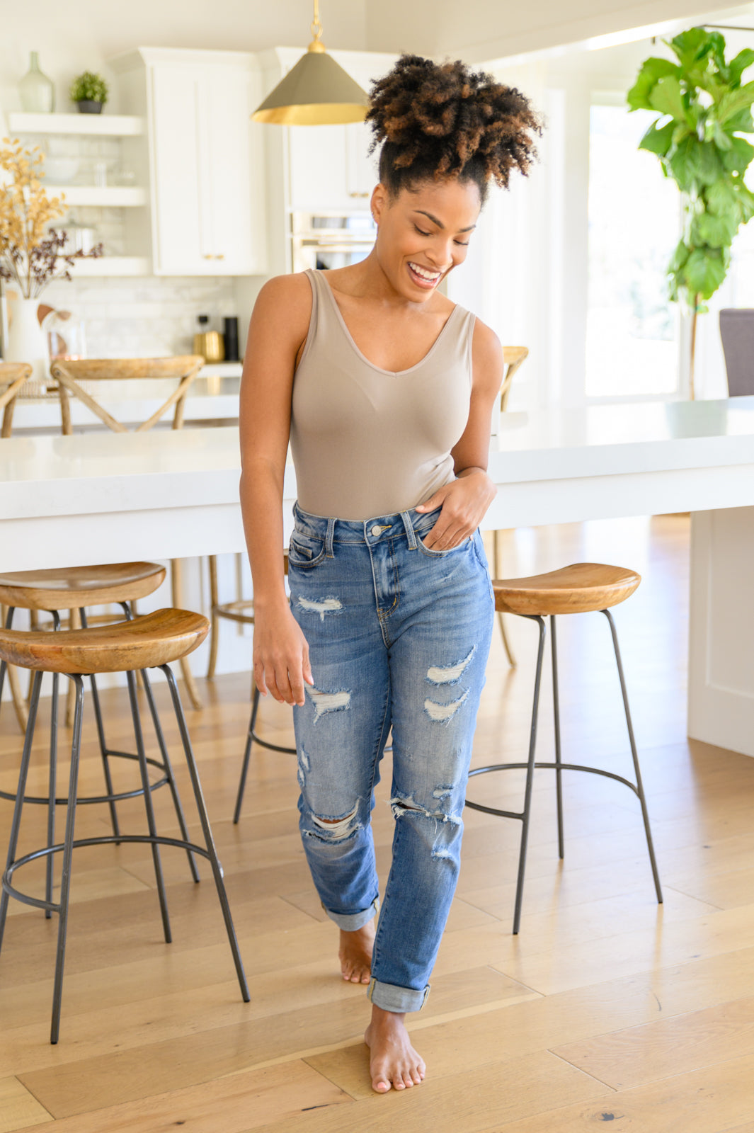 Judy Blue Hi-Waist Destroyed Boyfriend Jeans
