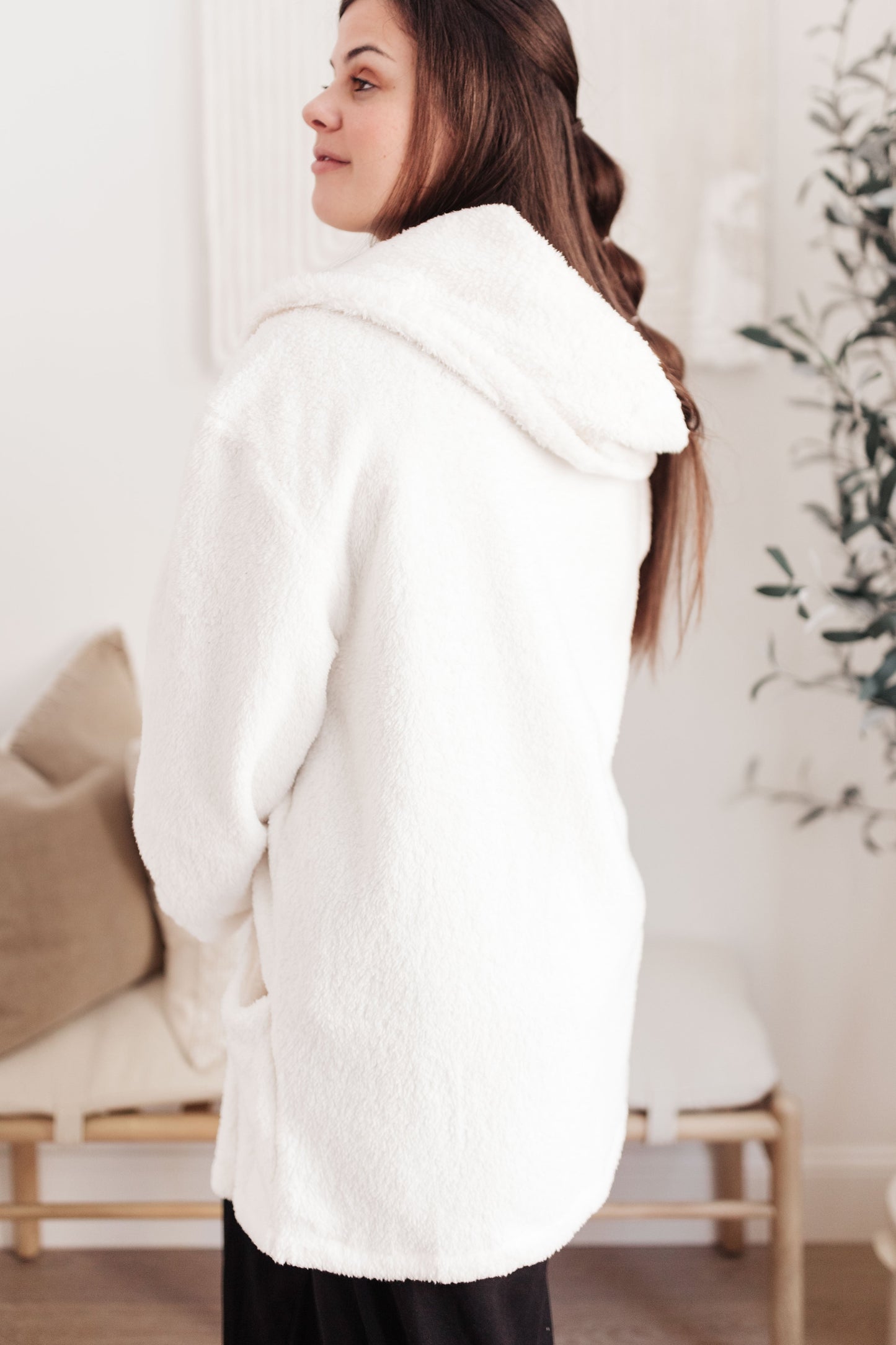 RACK SALE At The Lodge Fuzzy Cardigan in Off White - MEDIUM