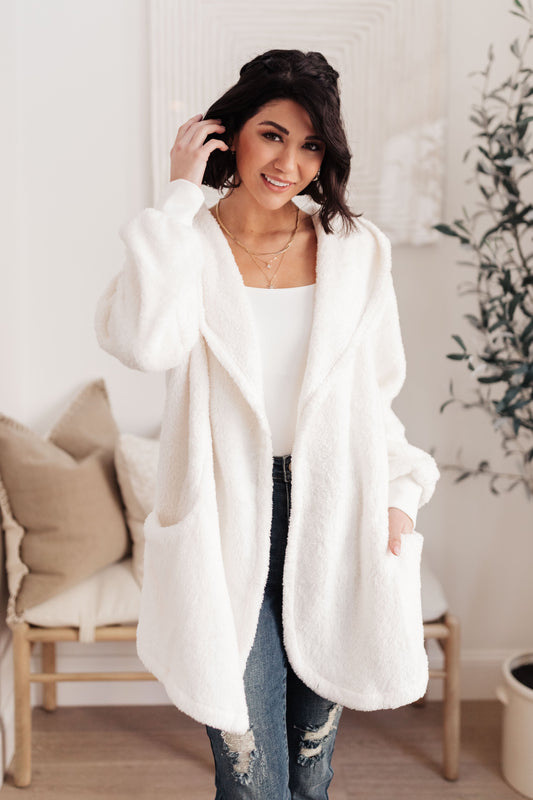 RACK SALE At The Lodge Fuzzy Cardigan in Off White - MEDIUM