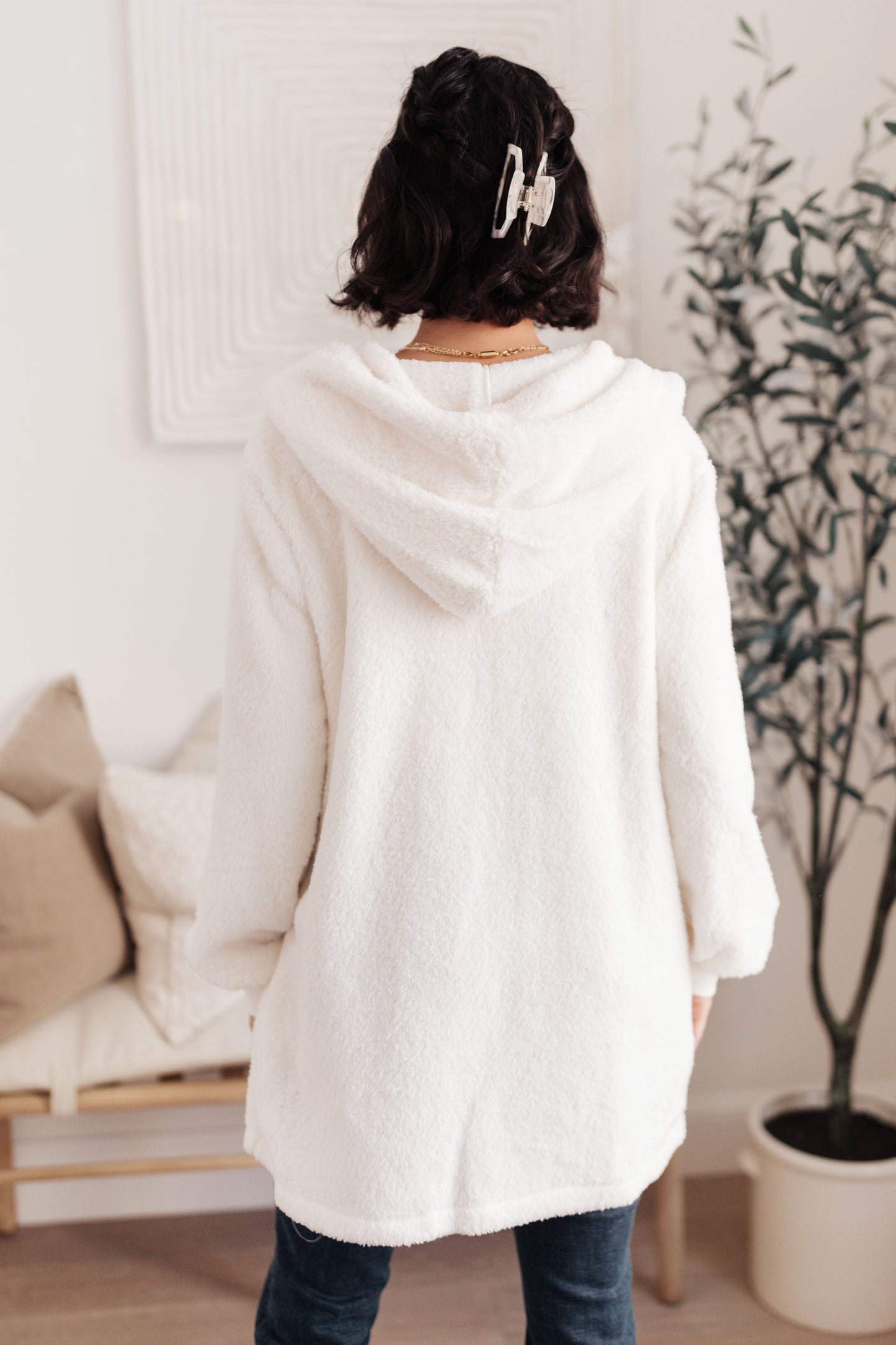 RACK SALE At The Lodge Fuzzy Cardigan in Off White - MEDIUM