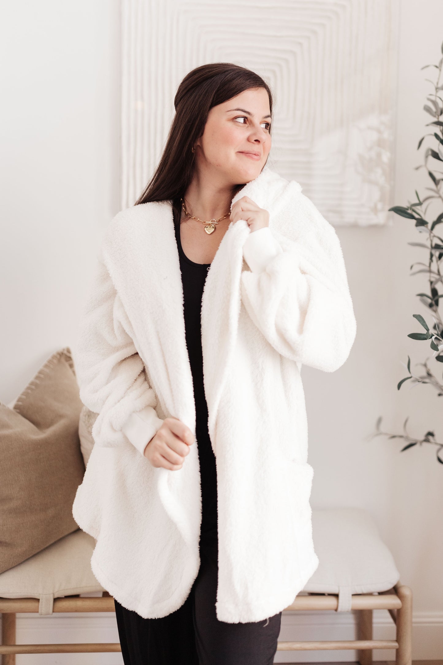 RACK SALE At The Lodge Fuzzy Cardigan in Off White - MEDIUM