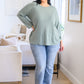 Austin Waffle Knit Basic Top In Sage
