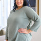 Austin Waffle Knit Basic Top In Sage