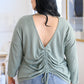 Austin Waffle Knit Basic Top In Sage