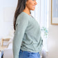 Austin Waffle Knit Basic Top In Sage