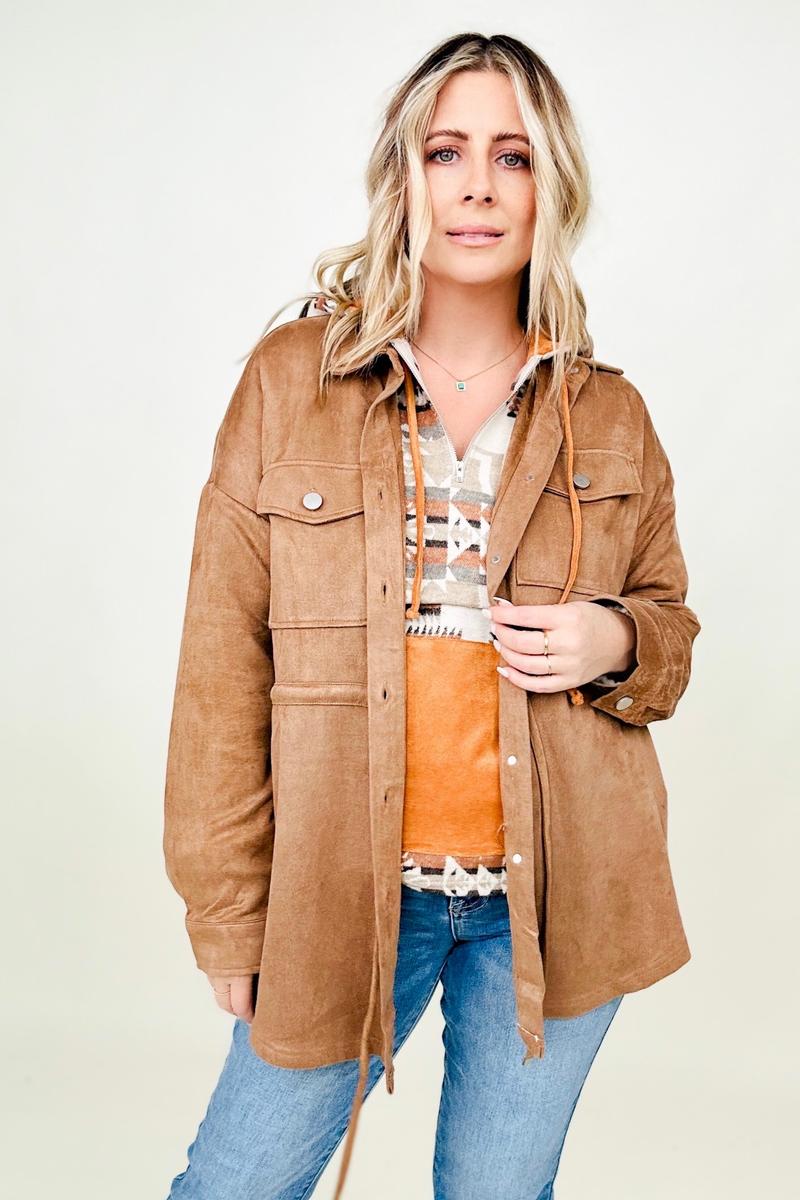 Faux Suede Shirt Jacket - 2 colors