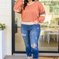 Back In Action Retro V-Neck Sweatshirt Top In Rust
