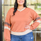 Back In Action Retro V-Neck Sweatshirt Top In Rust