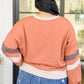 Back In Action Retro V-Neck Sweatshirt Top In Rust