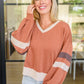 Back In Action Retro V-Neck Sweatshirt Top In Rust