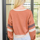 Back In Action Retro V-Neck Sweatshirt Top In Rust