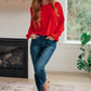 Peaceful Moments Smocked Sleeve Blouse in Red