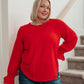Peaceful Moments Smocked Sleeve Blouse in Red