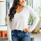 Basics Are Best Long Sleeve V-Neck Top in Bone