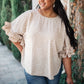Be Mine Ruffle Sleeve Top in Oatmeal