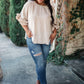 Be Mine Ruffle Sleeve Top in Oatmeal