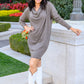 Be True Cowl Neck Knit Mini Dress In Cocoa