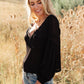 Bellissimo Draped V-Neck Sweater in Black