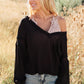 Bellissimo Draped V-Neck Sweater in Black