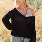 Bellissimo Draped V-Neck Sweater in Black