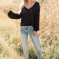 Bellissimo Draped V-Neck Sweater in Black
