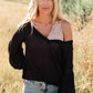 Bellissimo Draped V-Neck Sweater in Black