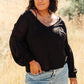 Bellissimo Draped V-Neck Sweater in Black