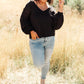 Bellissimo Draped V-Neck Sweater in Black