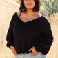Bellissimo Draped V-Neck Sweater in Black