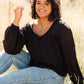 Bellissimo Draped V-Neck Sweater in Black